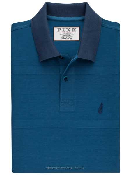 Mens Polo Shirts Navy Thomas Pink Emery Texture Polo Shirt Logo 55119 100% cotton